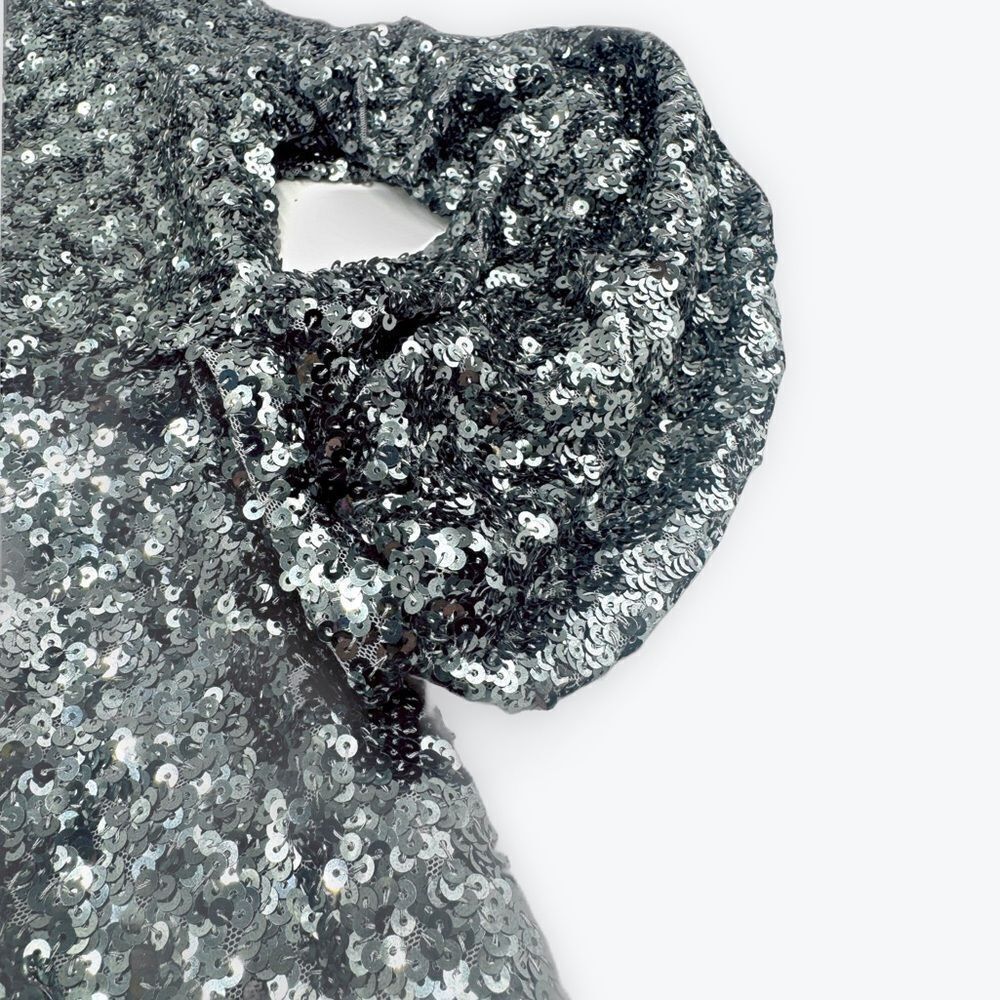 NWT O.P.T. Silver Gunmetal Sequins Bodycon Rumi Mini Dress Size US Smalll - Picture 14 of 16
